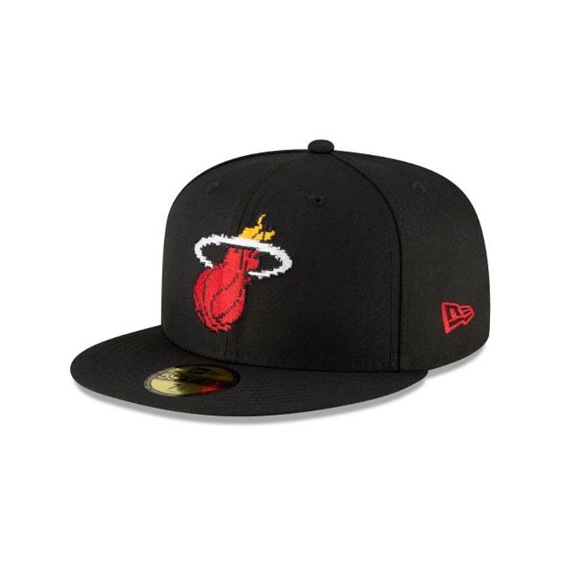 NBA Miami Heat Pixel 59Fifty Fitted (LKG5267) - Black New Era Caps